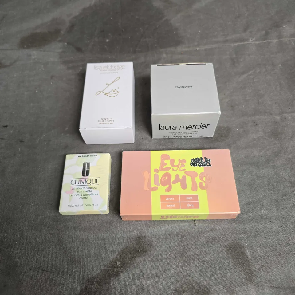 LOT OF 3 ASSORTED COSMETIC PRODUCTS TO INCLUDE - MADE BY MITCHELL EYE LIGHTS BRIGHTENING POWDERS - CLINIQUE FRENCH VANILLA SHADOW - LAURA MERCIER LOOSE SETTING POWDER - ETC