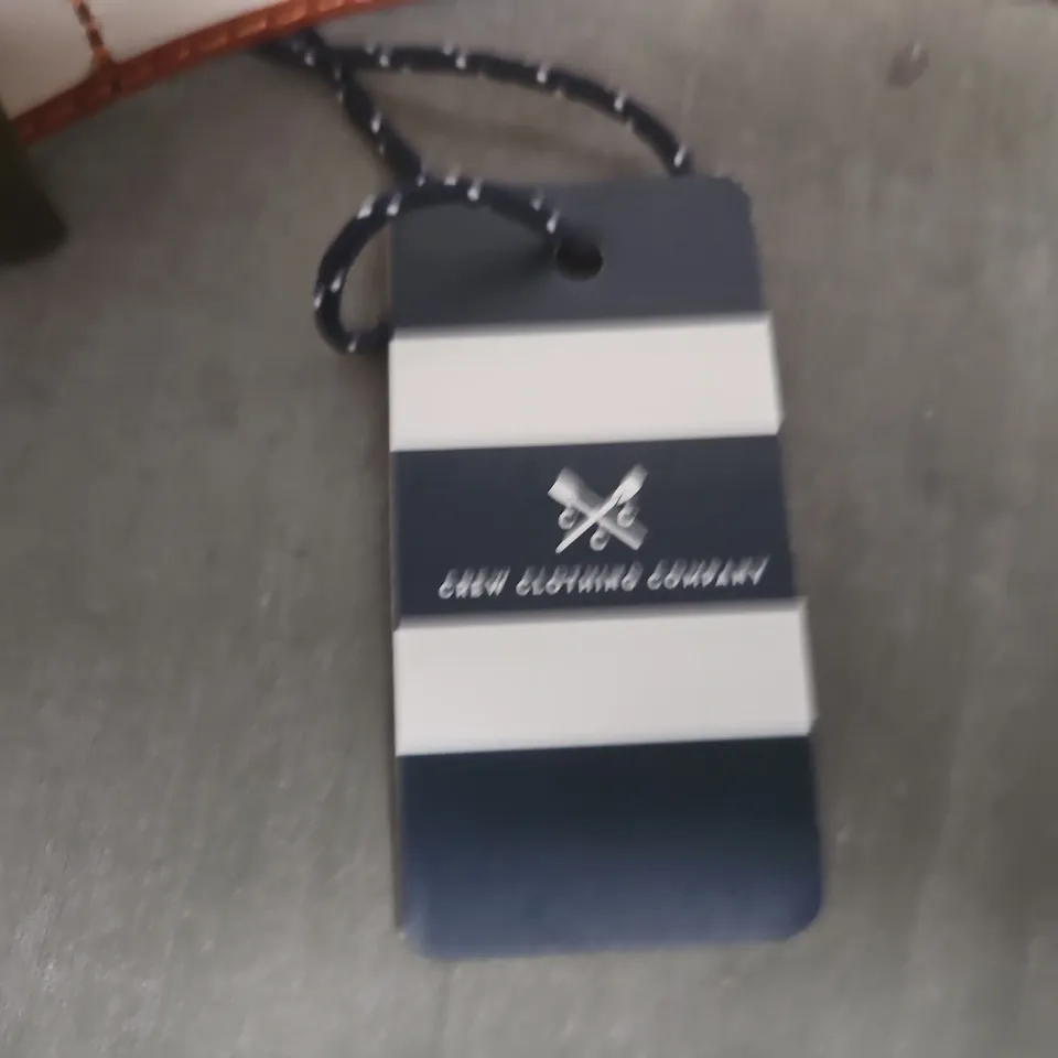 CREW CLOTHING COMPANY RAINY DAY JEANS BELT – CONTRAST BINDING, ORANGE WITH WHITE STRIPE, SIZE S