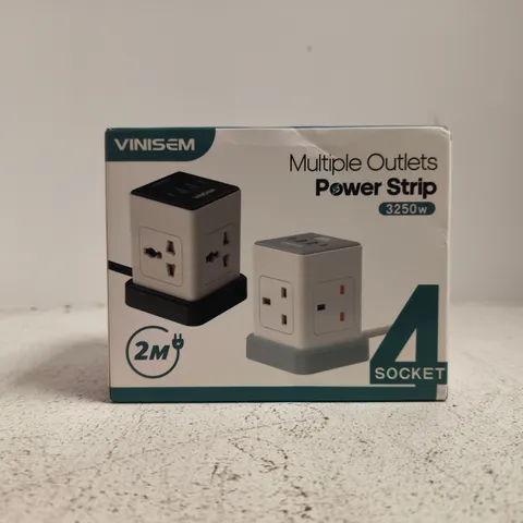 VINISEM 4-SOCKET POWER STRIP WITH 2M LEAD – BOXED