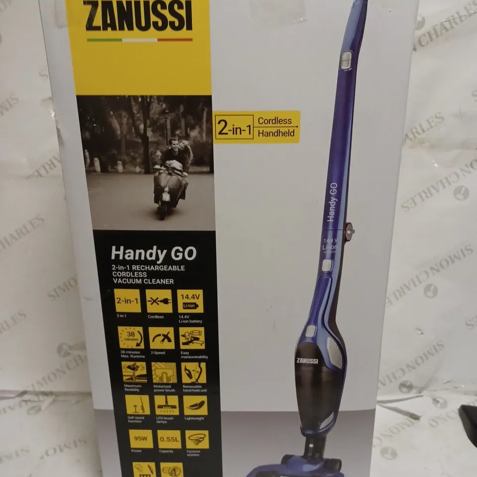 ZANUSSI HANDY GO 2-IN-1 RECHARGEABLE CORDLESS VACUUM CLEANER