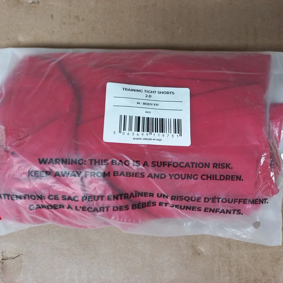BAGGED GYM SHARK TRAINING TIGHT SHORTS IN RED SIZE MEDIUM
