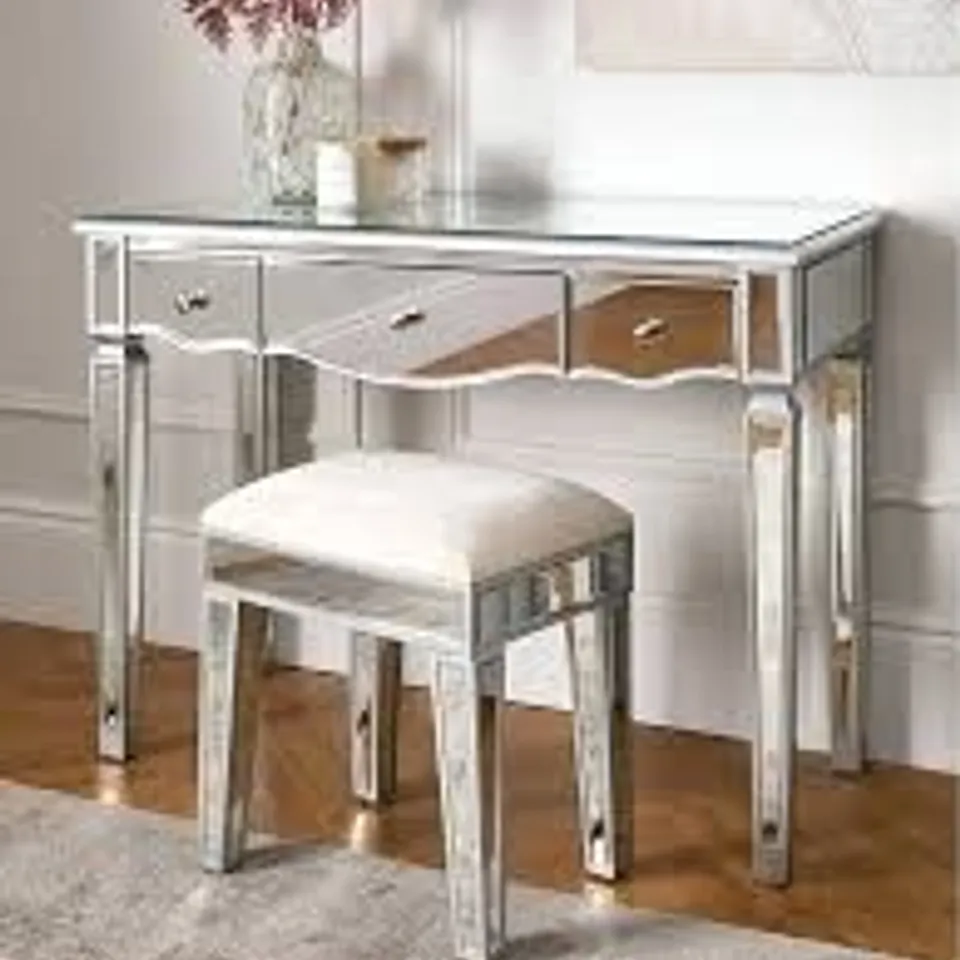 BOXED MIRAGE MIRRORED DRESSING TABLE AND STOOL (1 BOX) RRP £249