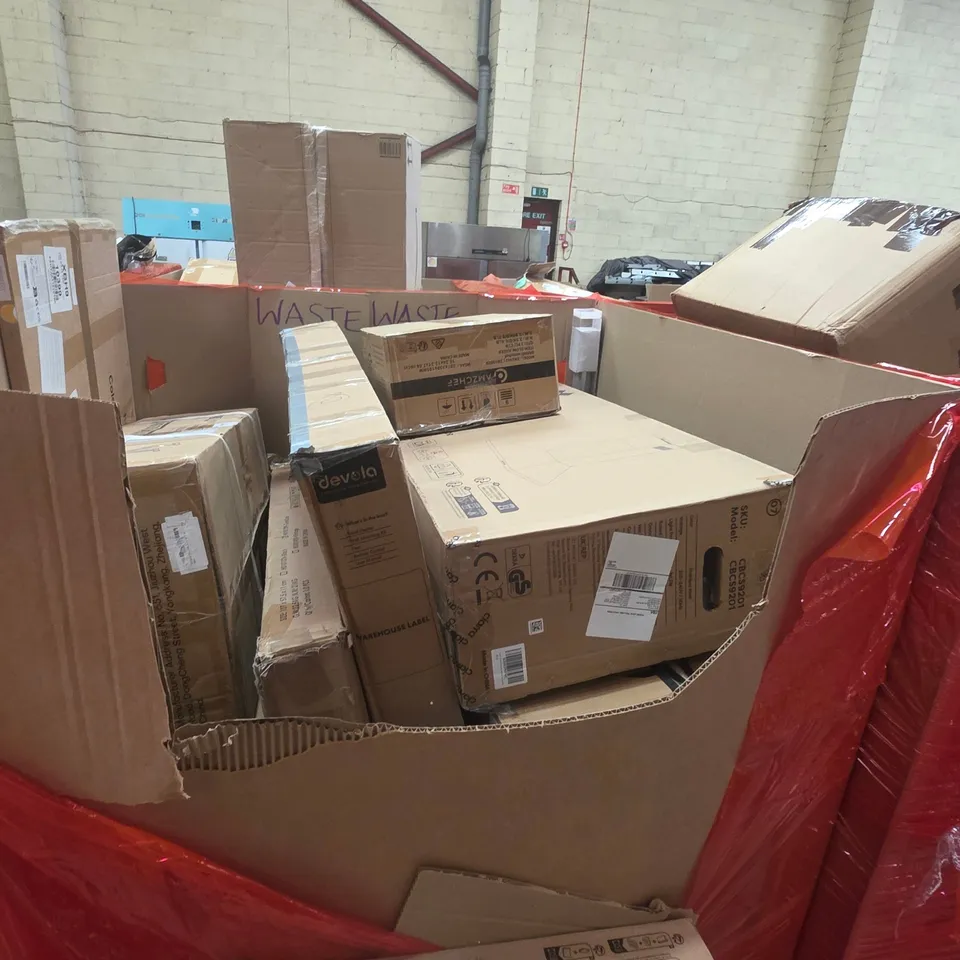 PALLET OF ASSORTED HOUSEHOLD GOODS AND PRODUCTS TO INCLUDE;MONITOR,WATER TABLE,INDUCTION HOB
