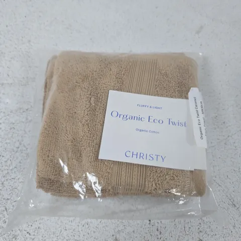 CHRISTY ORGANIC ECO TWIST FACE TOWEL CARAMEL 30X30CM (4 SINGLES)