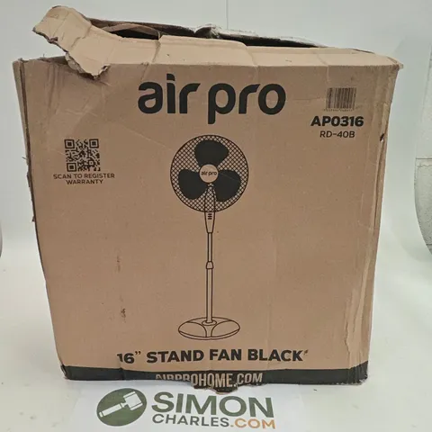 BOXED AIRPRO 16"  BLACK STAND FAN