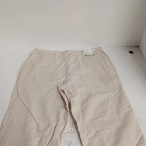 UNIQLO LINEN BLEND RELAXED TROUSERS – NATURAL, XL (UK 36–39IN WAIST)