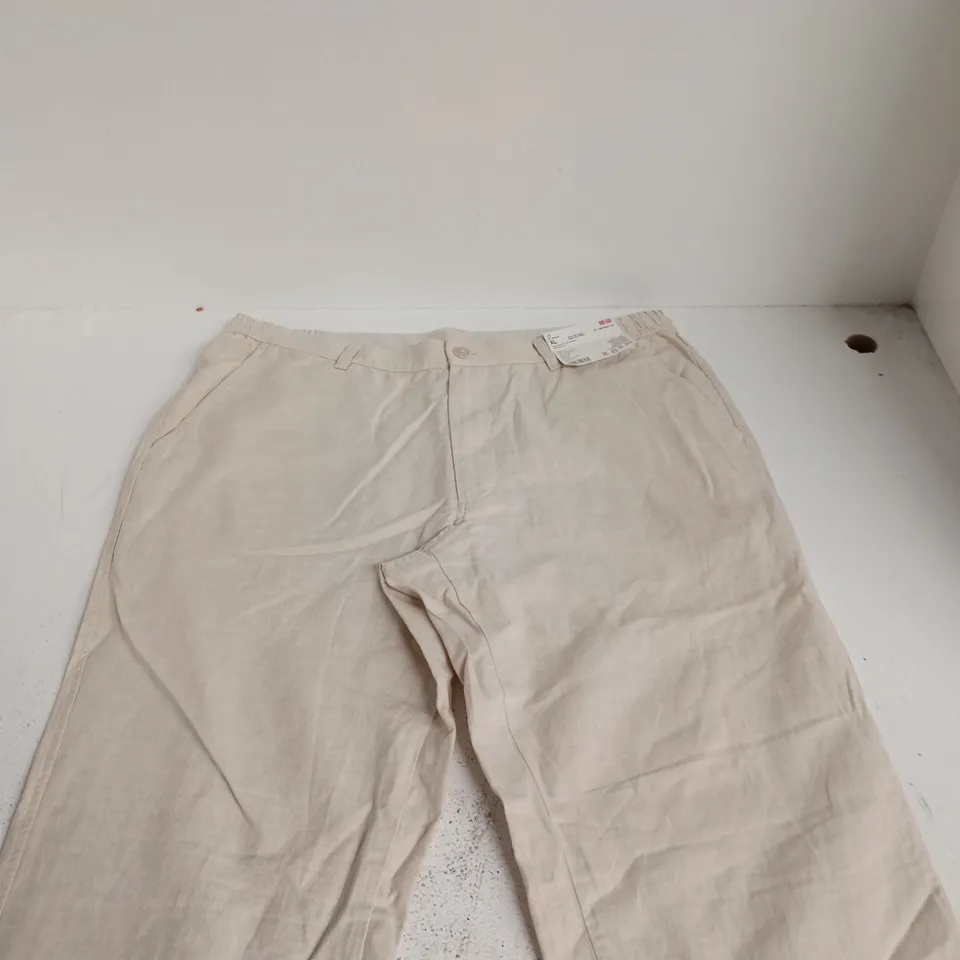 UNIQLO LINEN BLEND RELAXED TROUSERS – NATURAL, XL (UK 36–39IN WAIST)