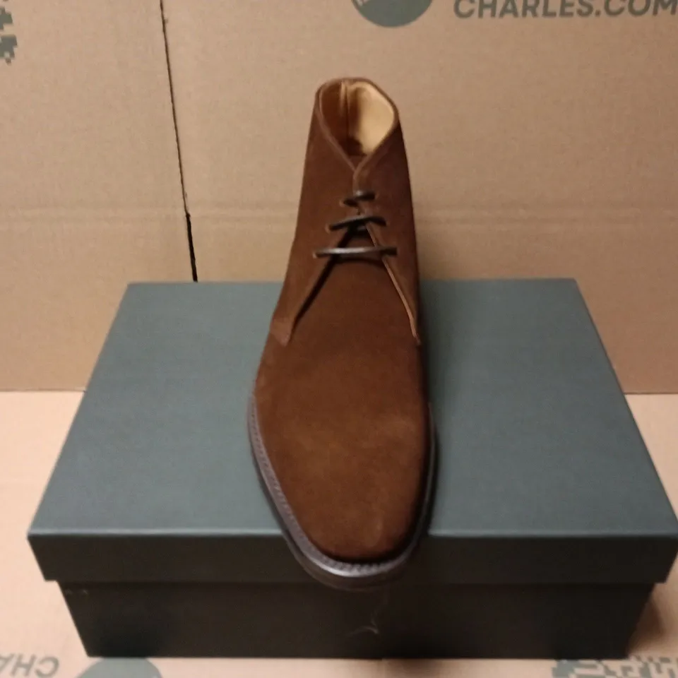 BOXED PAIR OF LOAKE PIMLICO SR SHOES IN BROWN SUEDE - SIZE 7