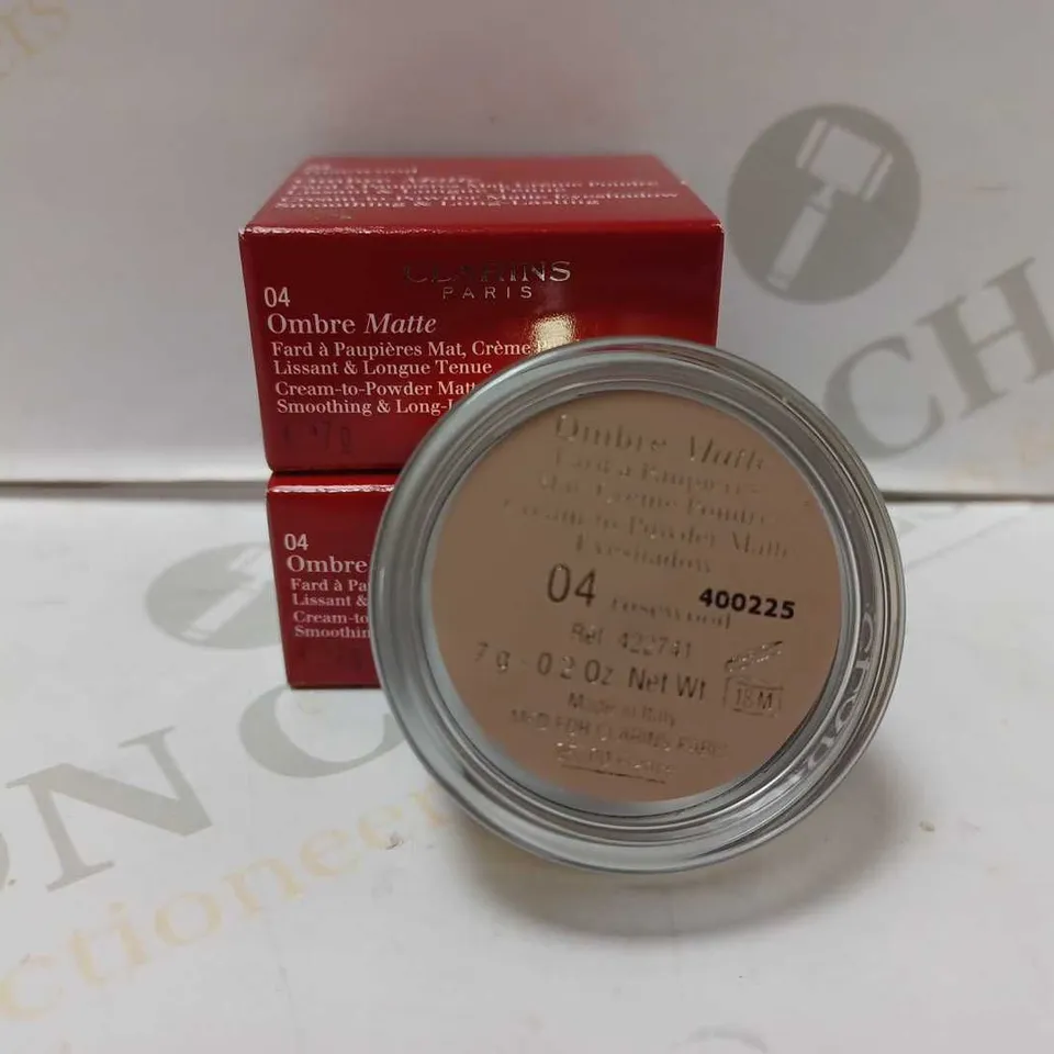 LOT OF 2 CLARINS OMBRE MATTE CREAM TO POWDER EYESHADOWS - #04 ROSEWOOD