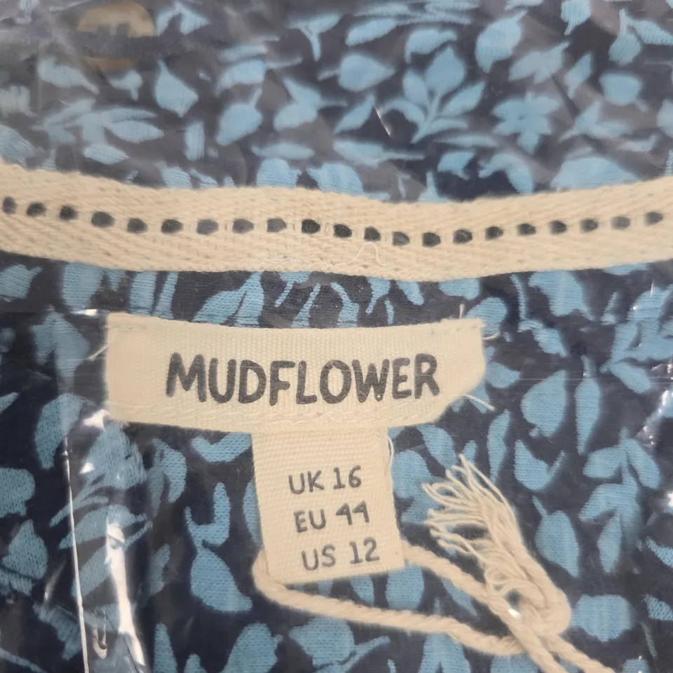 MUDFLOWER WOMEN'S BLUE FLORAL TOP, UK 16 (EU 49, US 12)