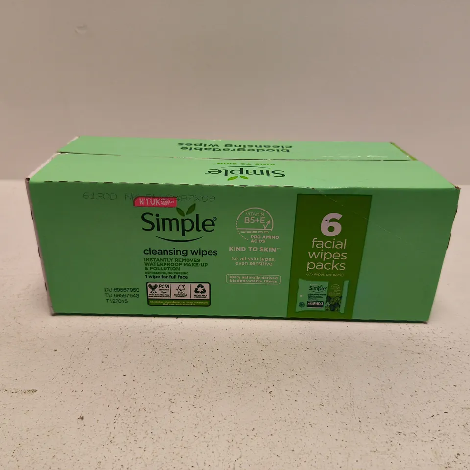 BOXED SIMPLE CLEANSING WIPES (6 PACK)