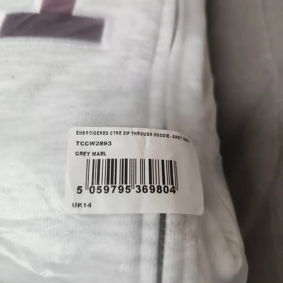 BAGGED THE COUTURE CLUB EMBROIDERED ZIP-THROUGH HOODIE – SIZE 14
