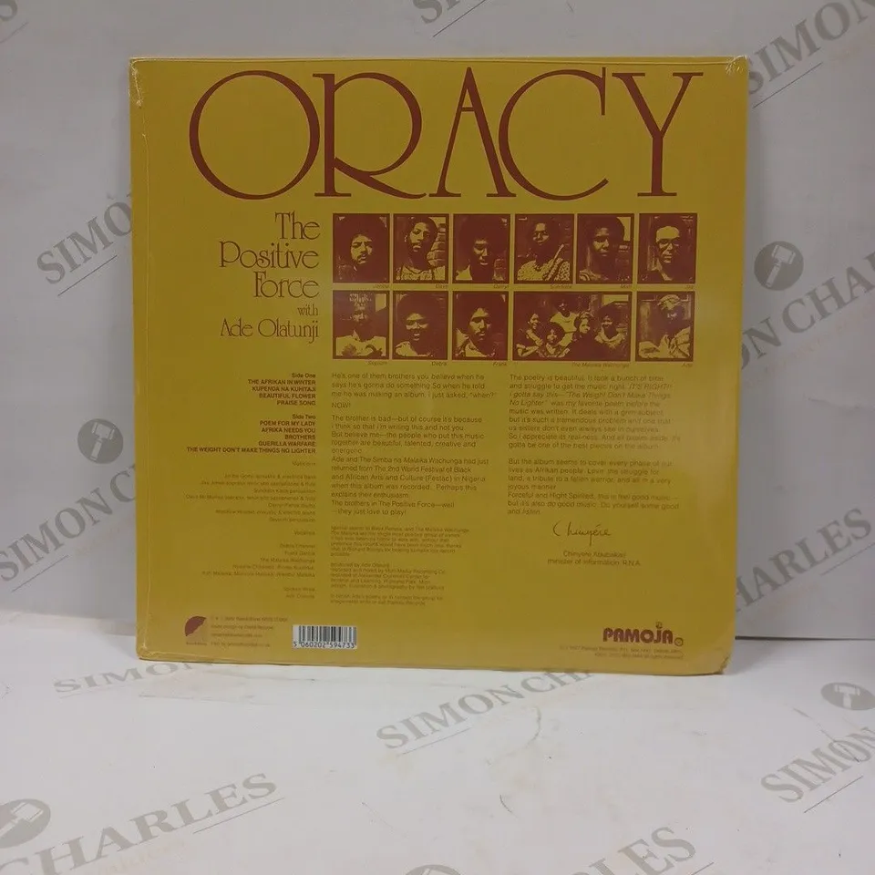 SEALED THE POSITIVE FORCE & ADE OLATUNJU - ORACY - LP VINYL