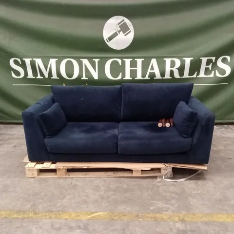 DANETTI 3 SEATER BLUE VELVET SOFA