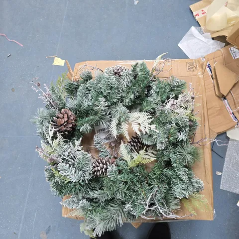 PRE LIT FROSTED CONE WREATH 