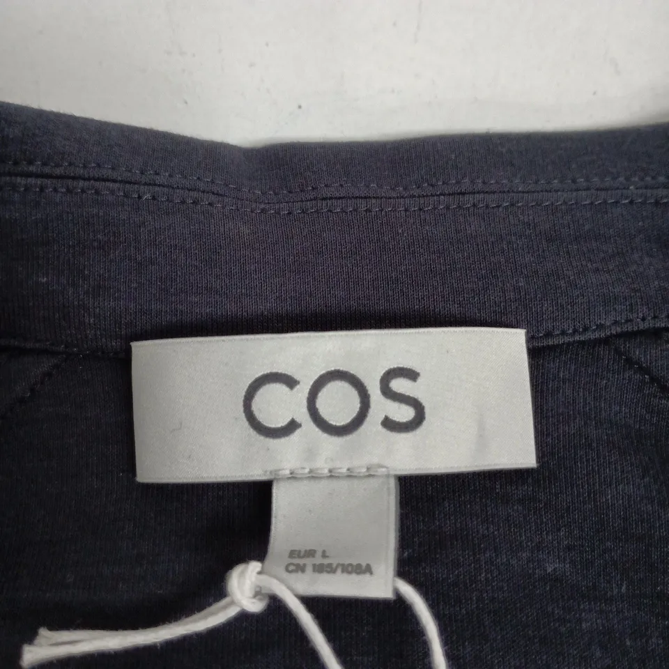 COS DARK NAVY SHIRT – UK LARGE (EU L), SHORT-SLEEVE BUTTON-FRONT