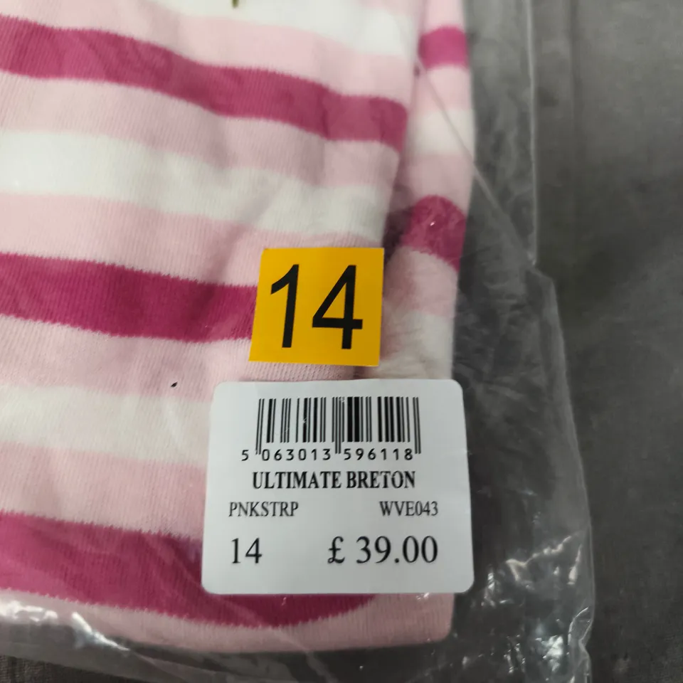 CREW CLOTHING COMPANY ULTIMATE BRETON PINK STRIPE TOP – UK SIZE 14 (WOMEN)