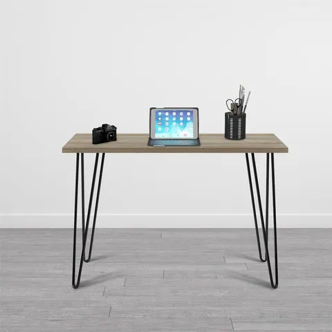 BOXED CAENAS DESK - RUSTIC OAK/BLACK