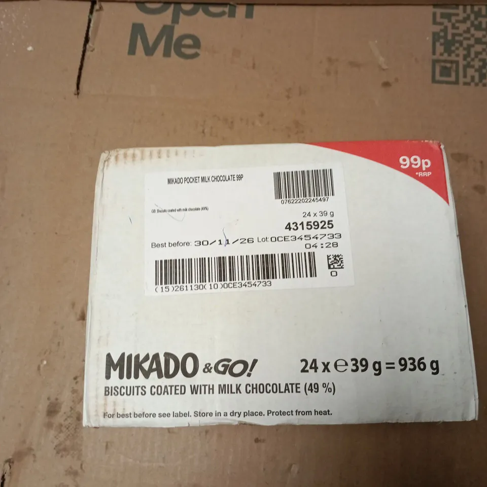 MIKADO & GO! BISCUITS COATED WITH MILK CHOCOLATE (49%), 24 X 39 G (936 G)