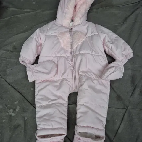 Pink Baby Snowsuit with Fur Hood – UK 6-12m (EU 68) 