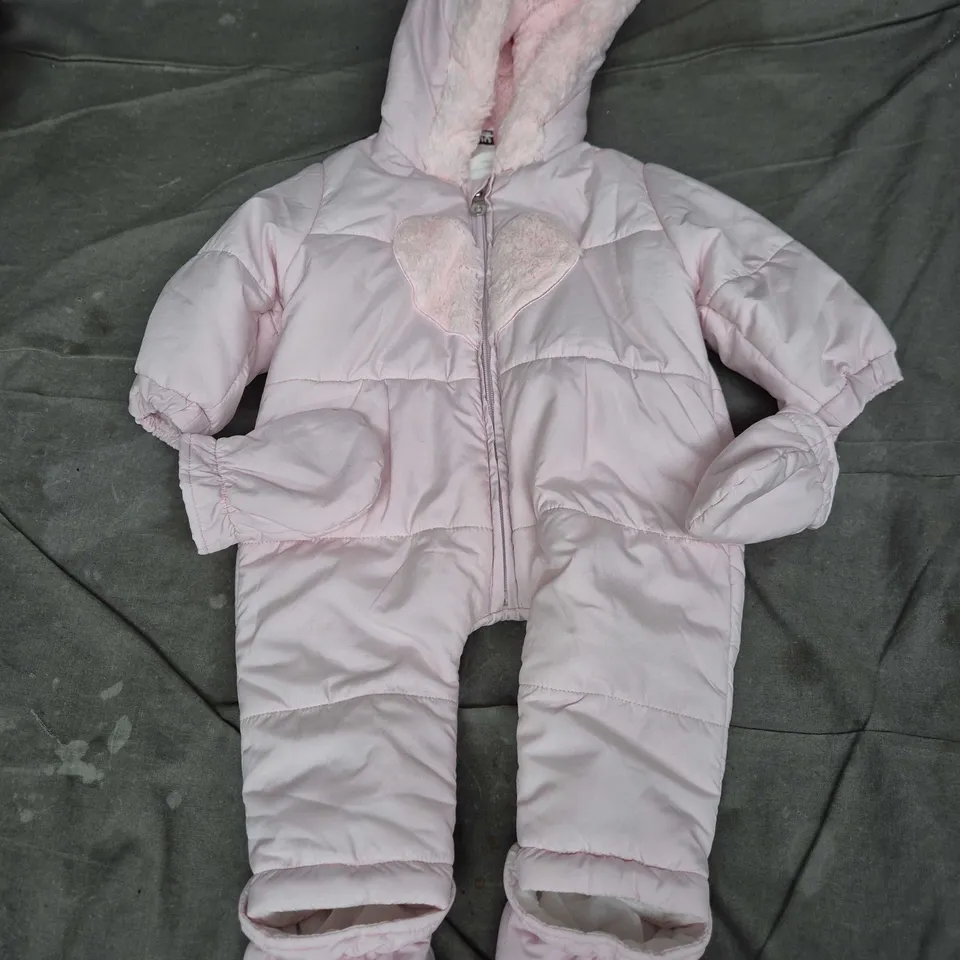 Pink Baby Snowsuit with Fur Hood – UK 6-12m (EU 68) 