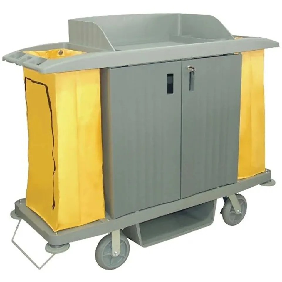 BOXED JANTEX HOUSEKEEPING TROLLEY WITH DOORS