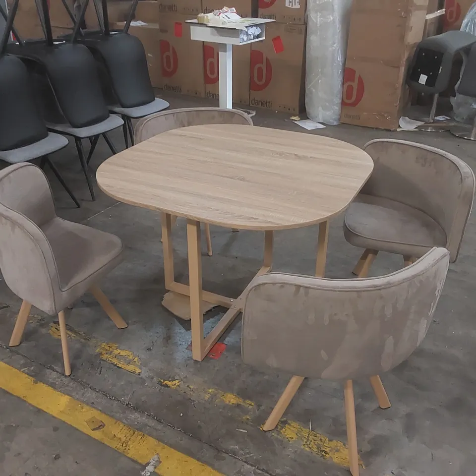 SPACE SAVING DINING TABLE WITH 4 VELVET CHAIRS SET (5 ITEMS)