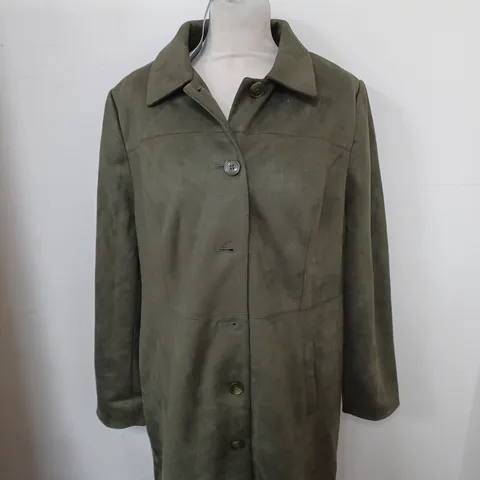 RUTH LANGFORD BUTTONED KHAKI COAT SIZE UNSPECIFIED