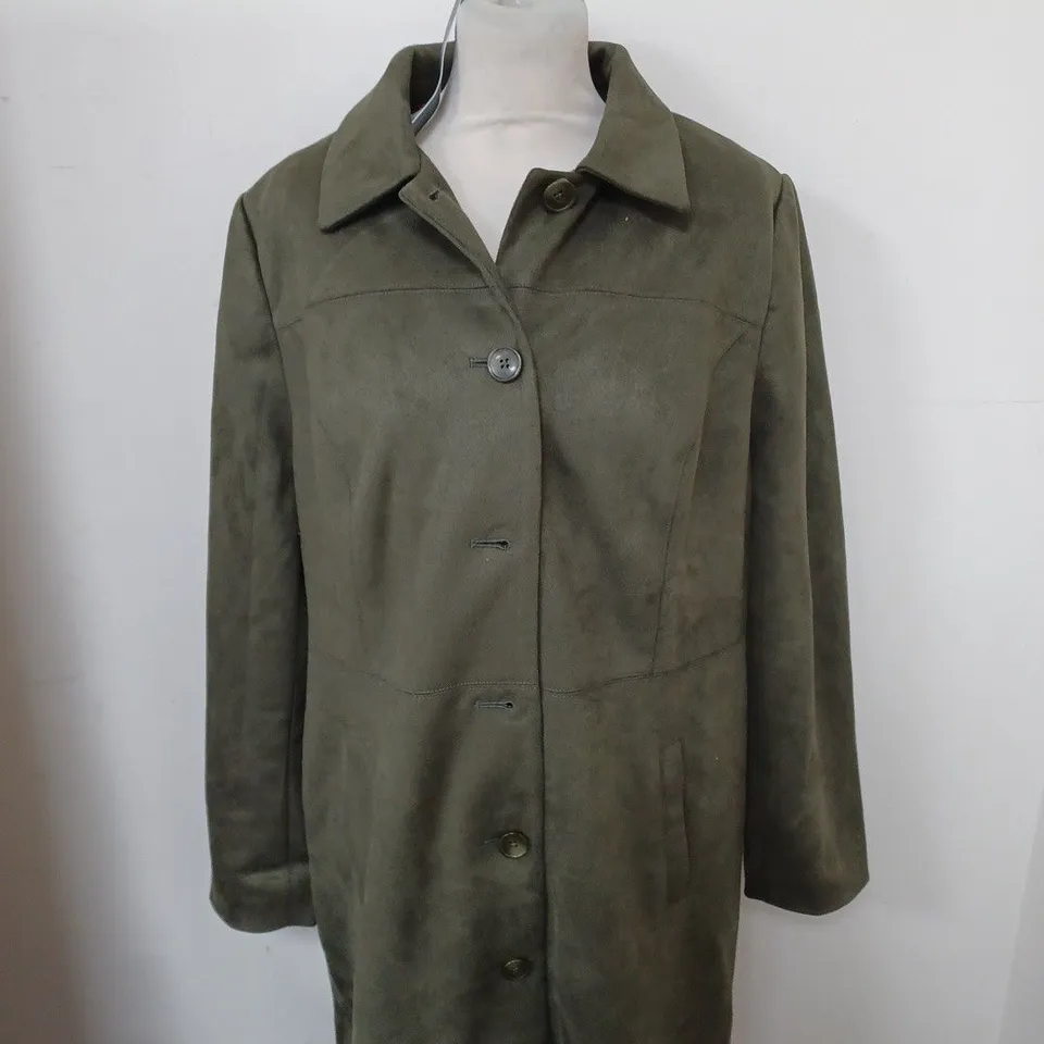 RUTH LANGFORD BUTTONED KHAKI COAT SIZE UNSPECIFIED