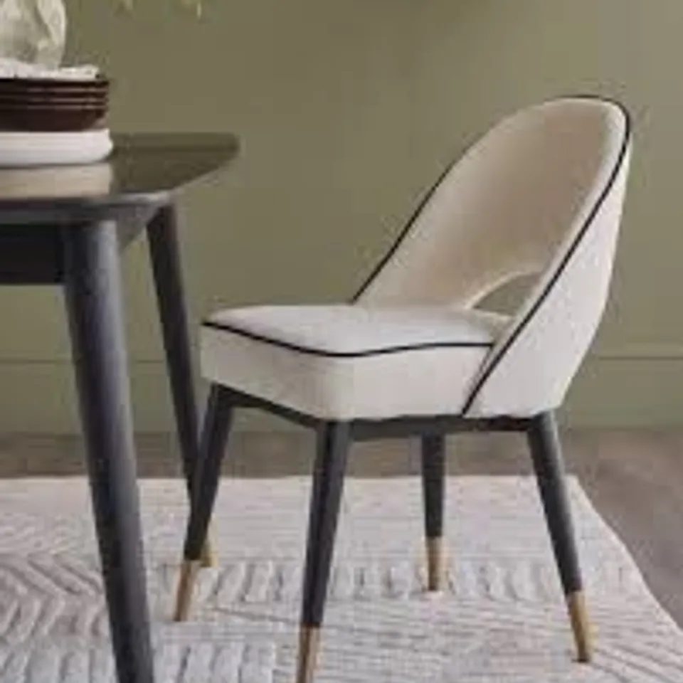 BOXED DANETTI CLOVER IVORY FABRIC DINING ARMCHAIR