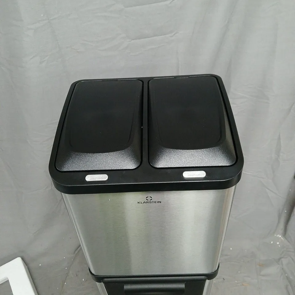 KLARSTEIN DUAL-COMPARTMENT STAINLESS STEEL PEDAL BIN – TWO LIDS