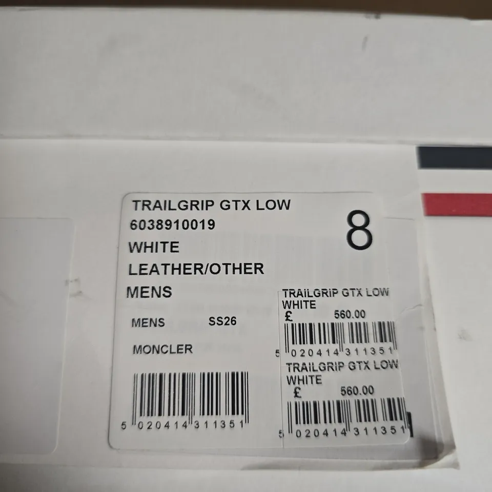 BOXED PAIR OF MONCLER TRAILGRIP GTX LOW WHITE LEATHER/OTHER MEN'S TRAINERS