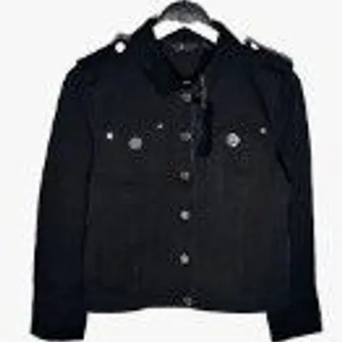 JM FASHION BY JULIEN MACDONALD MILITARY STYLE TWILL JACKET BLACK SIZE 8