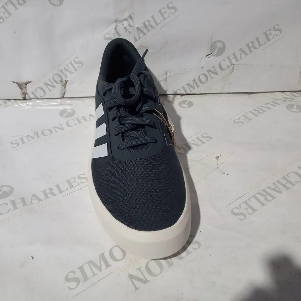 BOXED PAIR OF DESIGNER SHOES IN THE STYLE OF ADIDAS FUTUREVULC IN GREY UK SIZE 10.5
