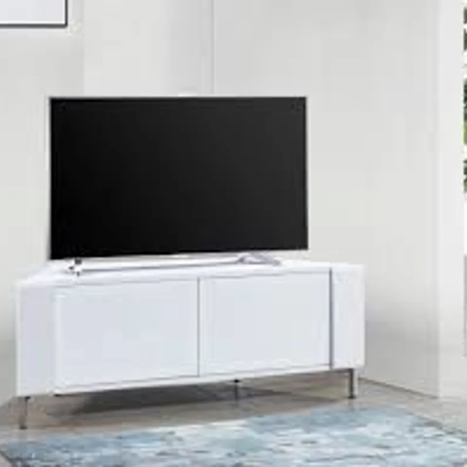 BOXED BEAMTHRU CORVUS CORNER STYLE TV STAND - WHITE (1 BOX)