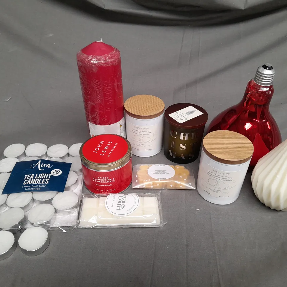BOX OF ASSORTED HOUSEHOLD ITEMS TO INCLUDE CANDLES, LIGHTBULBS AND HALOGEN LAMP