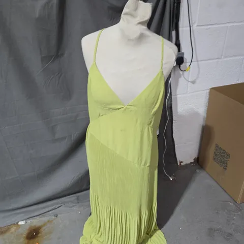 PRETTYLITTLETHING NEON LIME MAXI DRESS – UK 12 (EU 40) SPAGHETTI STRAPS