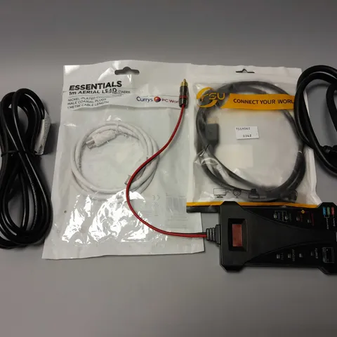 APPROXIMATELY 5 ASSORTED CABLES TO INCLUDE 12V DIGITAL TESTER & CHARGING SYSTEM ANALYZER, HDMI CABLE, 1M AERIAL CABLE