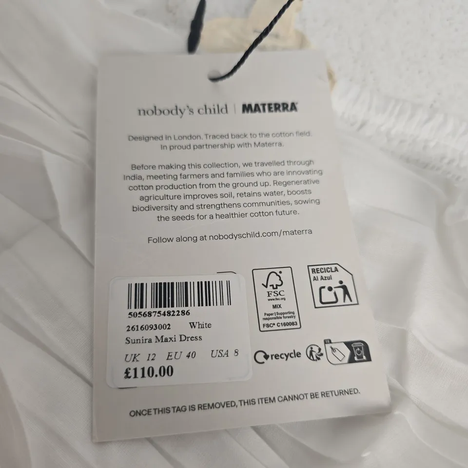NOBODYS CHILD MATERRA SUNIRA MAXI DRESS IN WHITE - UK 12