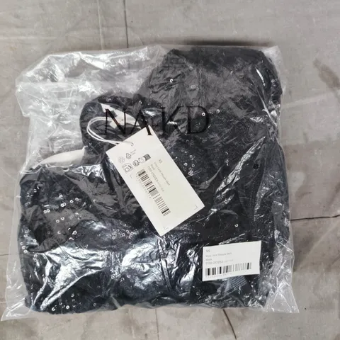 BAGGED NA-KD MAXI LACE SEQUIN SKIRT IN BLACK SIZE XS