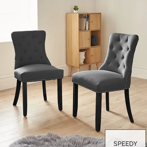 WARWICK VELVET PAIR OF STANDARD DINING CHAIRS - COLLECTION ONLY