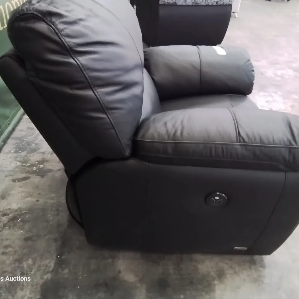 DESIGNER POWER RECLINING EASY CHAIR BLACK LEATHER 