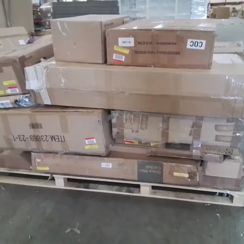 PALLET CONTAINING VARIOUS ASSORTED INCOMPLETE FURNITURE PARTS AND OTHER HOUSEHOLD ITEMS