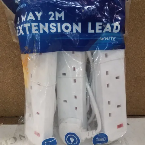 DESIRE TECH SET OF 3 4-WAY 2M EXTENSION LEADS - WHITE