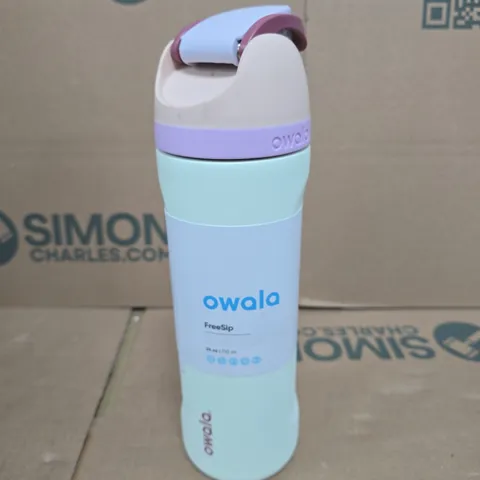 OWALA FREESIP INSULATED WATER BOTTLE – PASTEL BLUE WITH LAVENDER LID