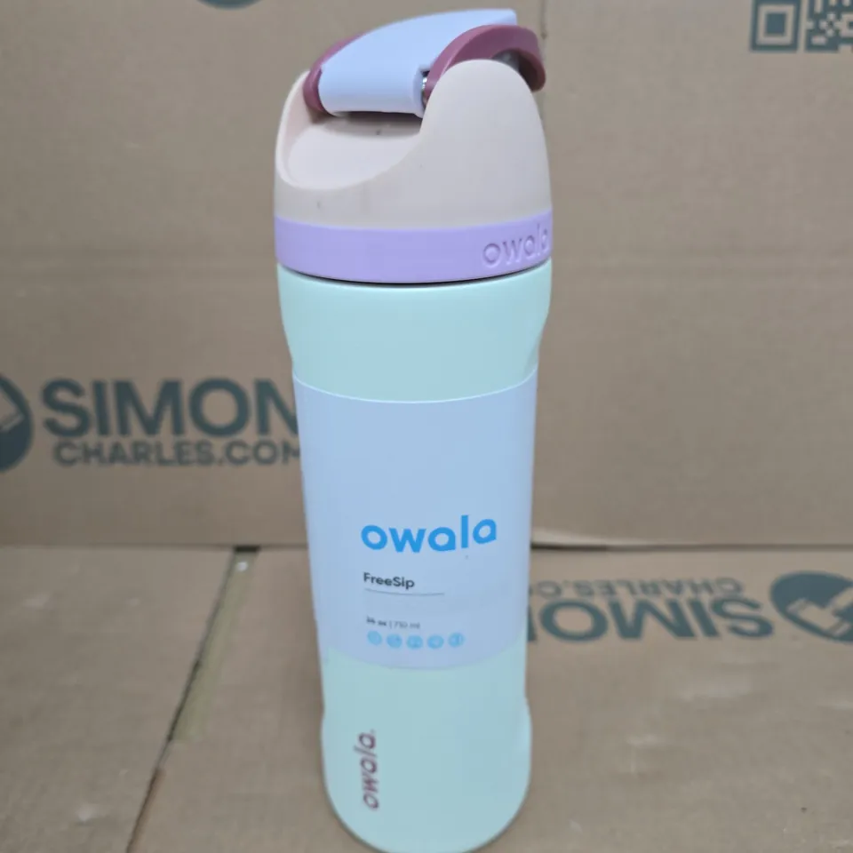 OWALA FREESIP INSULATED WATER BOTTLE – PASTEL BLUE WITH LAVENDER LID