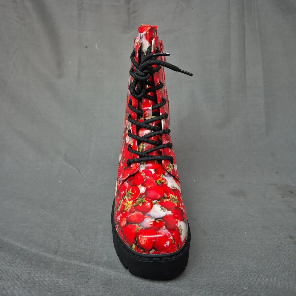 BOXED PAIR OF KOI DECAYING STRAWBERRIES SWITCH BOOTS UK SIZE 5