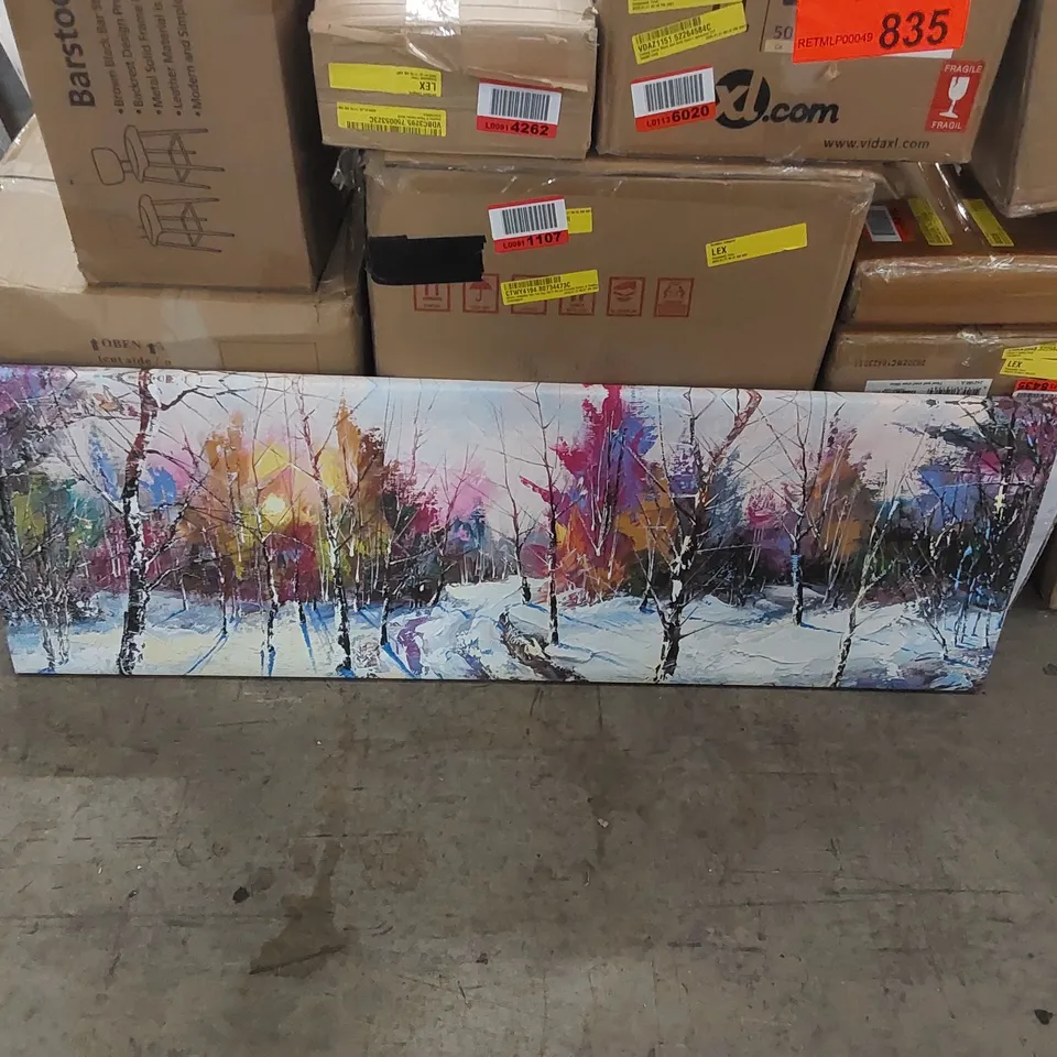 ABSTRACT WINTER FOREST WRAPPED CANVAS PAINTING