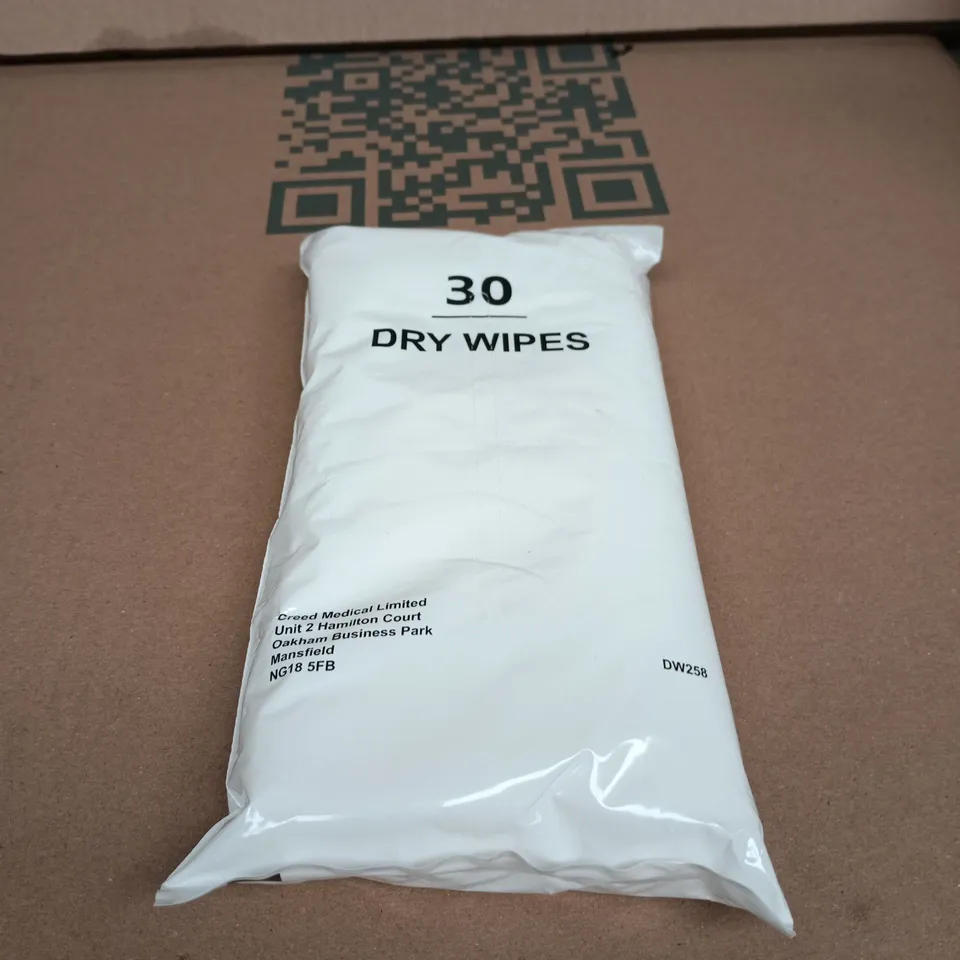 BOX OF APPROXIMATELY 15 ASSORTED GOODS INCLUDING DRY WIPES, BROOM AND A LAPTOP BAG