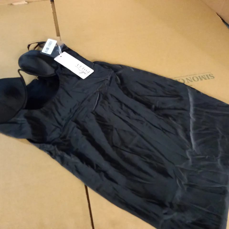 OH POLLY UNDERWIRED SATIN MINI DRESS IN BLACK - UK 10